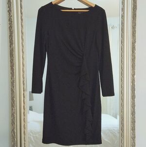 Jessica Howard Black Long Sleeve Dress With Ruffle